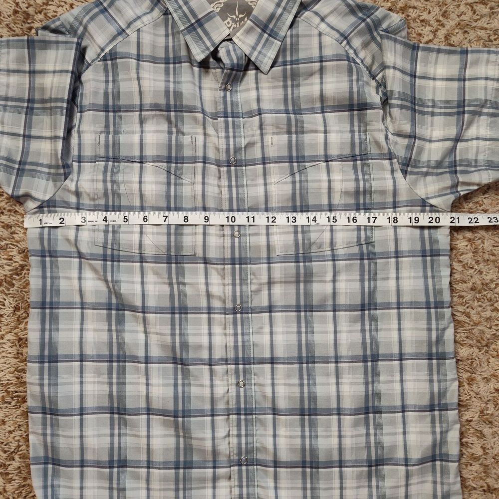 Prana Pearl Snap Men Sz M Short Sleeve Polyester Blend Plaid Shirt - Picture 4 of 9